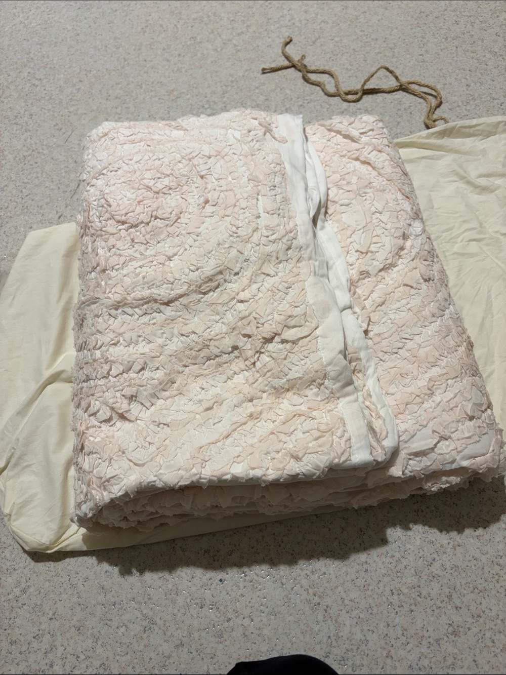 Blush Pink Ruffled Quilt -  Elegant Home